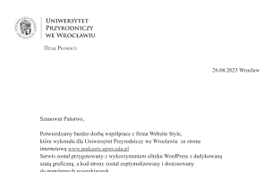 Rekomendacja - strona www: Uniwersytet Przyrodniczy we Wrocławiu