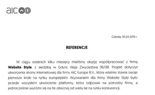Rekomendacja - strona www: AIC S.A.