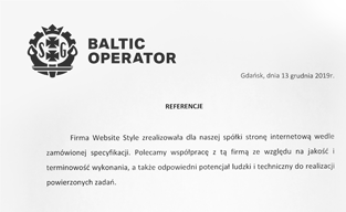 Rekomendacja - strona www: Baltic Operator