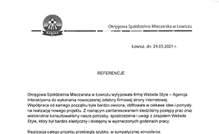 Rekomendacja - strona www: Mleczarnia Łowicz