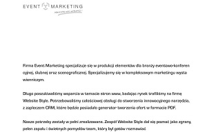 Rekomendacja - strona www: Event Marketing