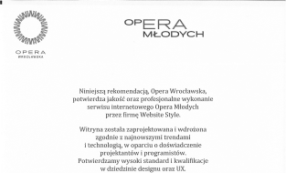 Rekomendacja - strona www: Opera Wrocławska